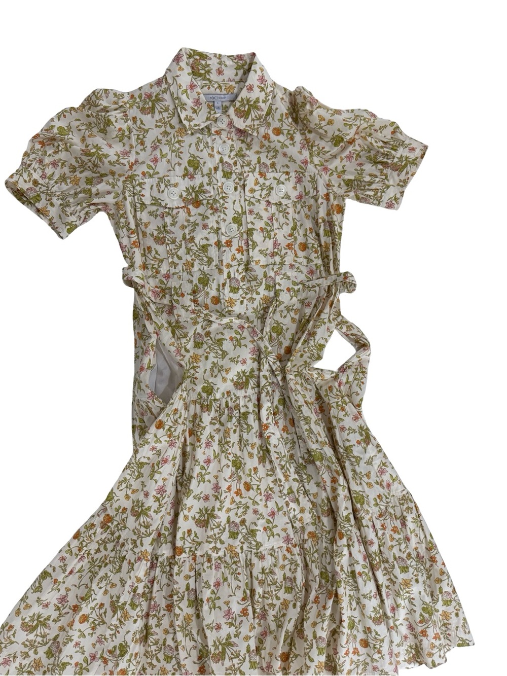 NWT Derek Lam 10 Crosby Buffy Utility Floral Midi Dress Puff Sleeve Size 6 - Picture 7 of 13